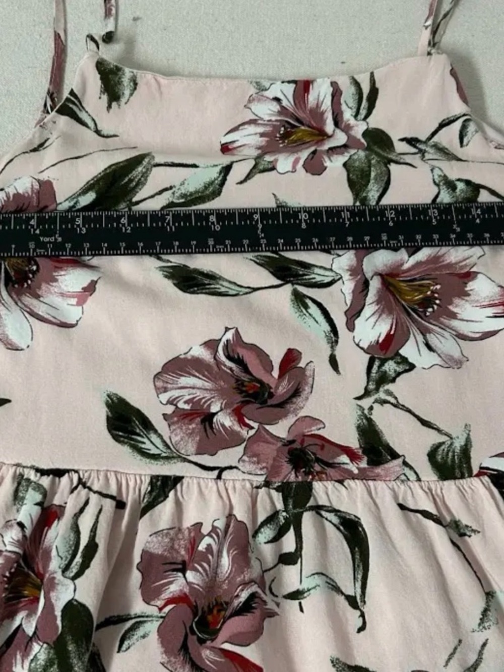 Pink Floral ~ Mid Length Dress ~ Adjustable Lace-up Back & Straps ~ Sz Large - Picture 9 of 9